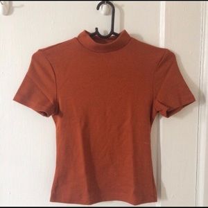 American Apparel L orange mock neck top